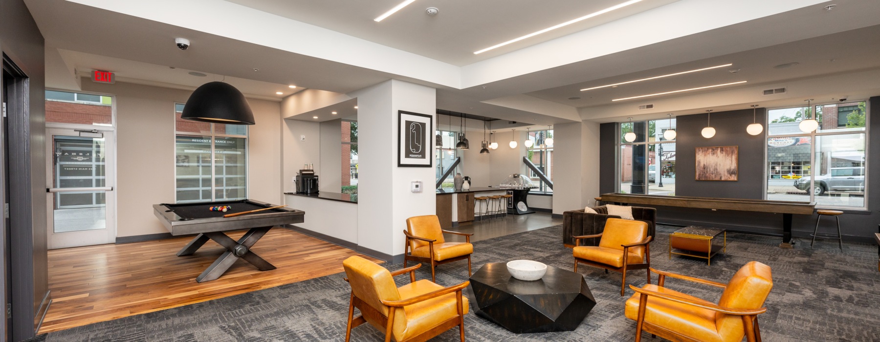 Seating area with chairs and billiards table
