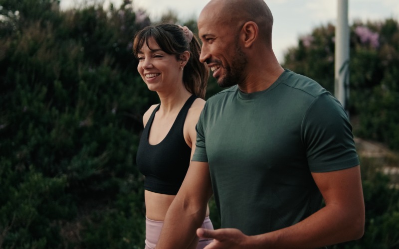 Man and woman walking